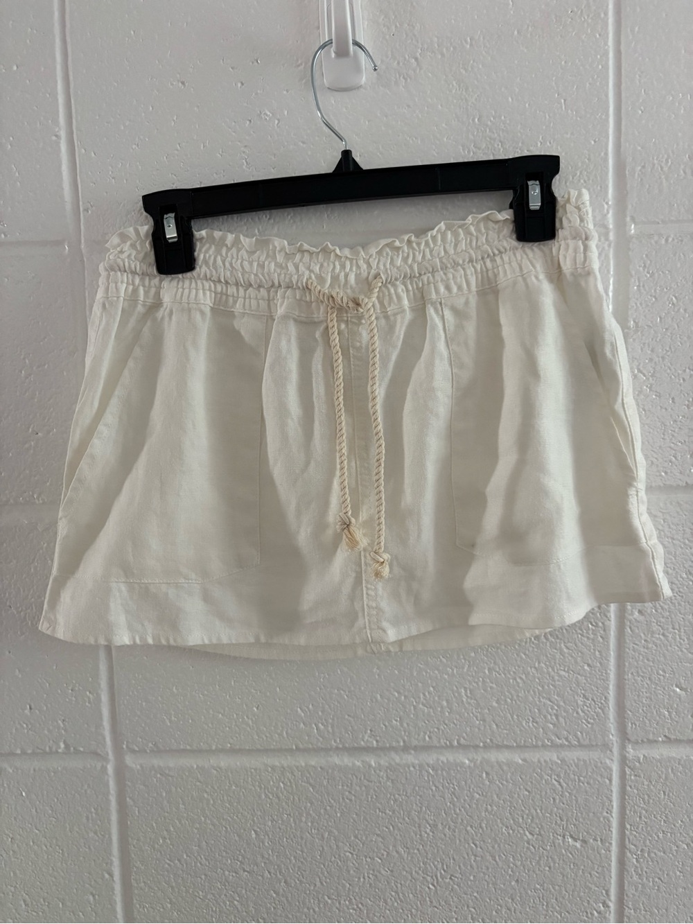 Roxy Casual Drawstring Cream Mini Skirt S
